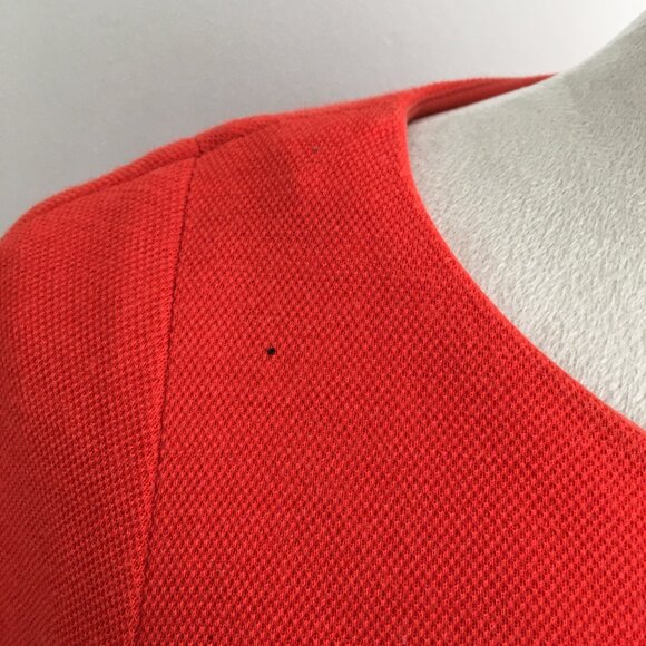 SANDRO Red/Orange Wool Blend Gold Zip Shoulder 3/4 Sleeve Sheath Shift Dress - Picture 15 of 16